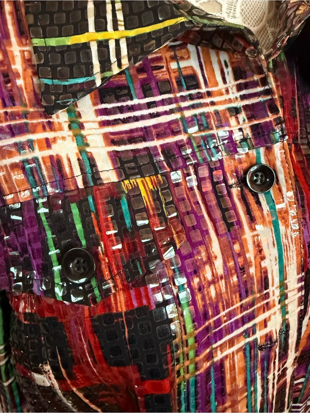 Notations Multicolor Abstract Plaid Button-Front Jacket - Picture 3 of 4